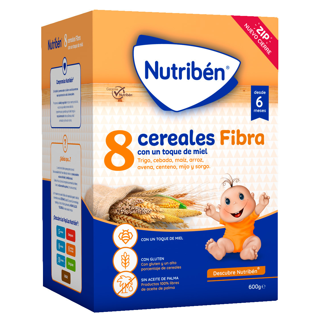 Imagen de Nutribén 8 cereales y miel fibra 600gr